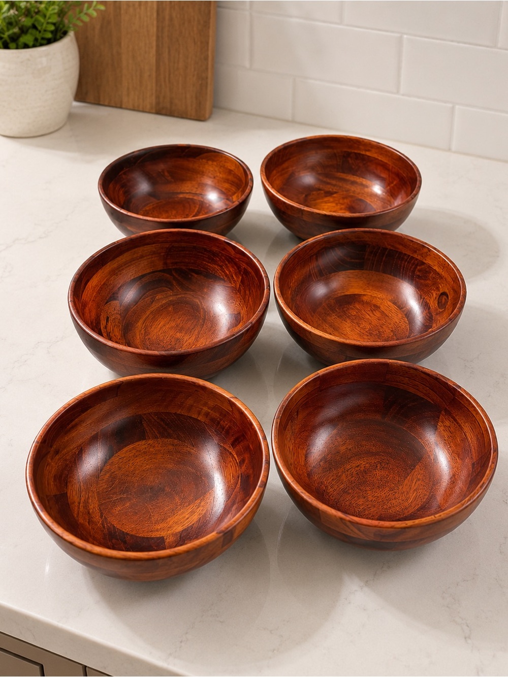 Rustic Brown Wood Salad Bowls